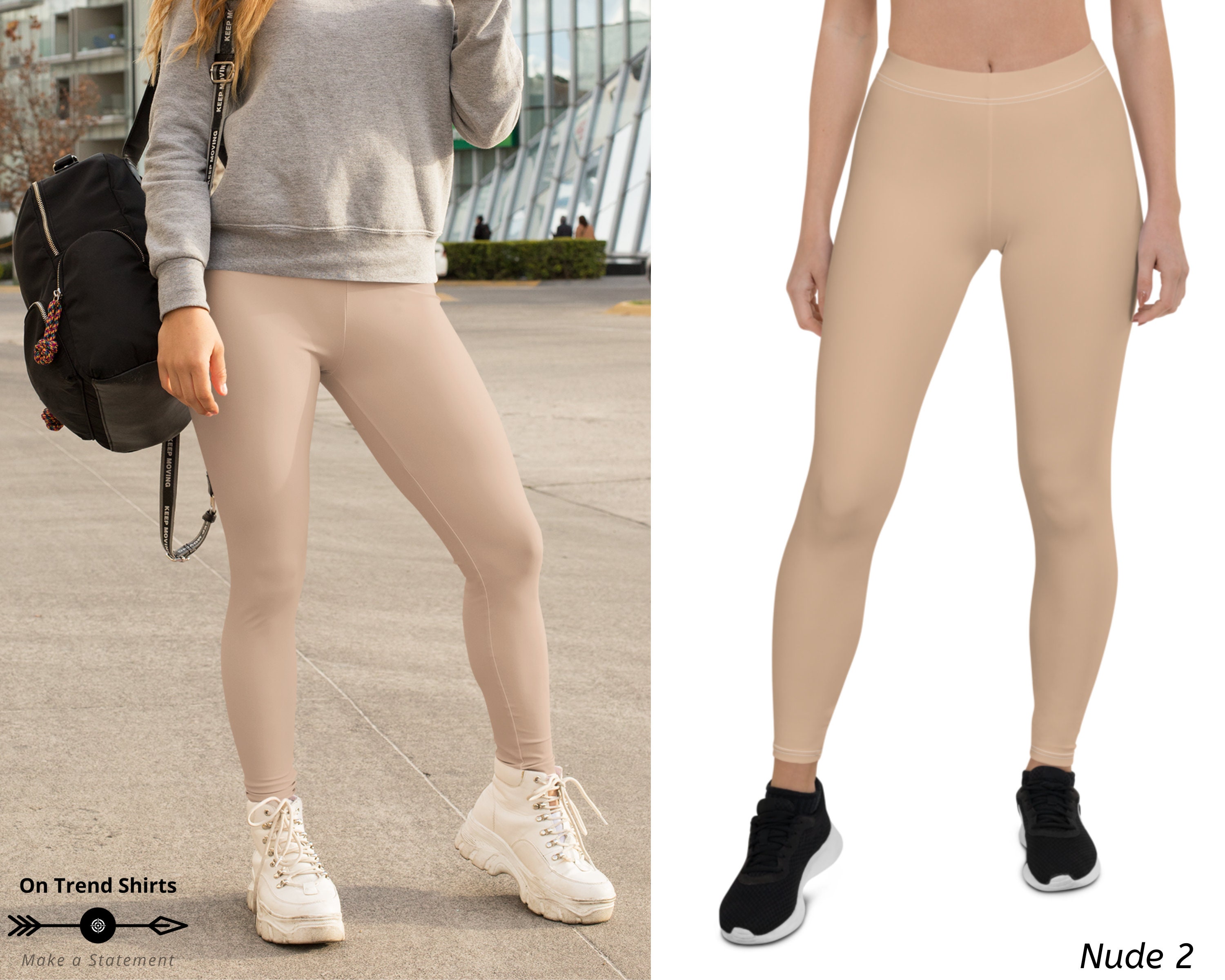  Women's Athletic Leggings - Beige / Women's Activewear Leggings  / Women's Active: Clothing, Shoes & Jewelry