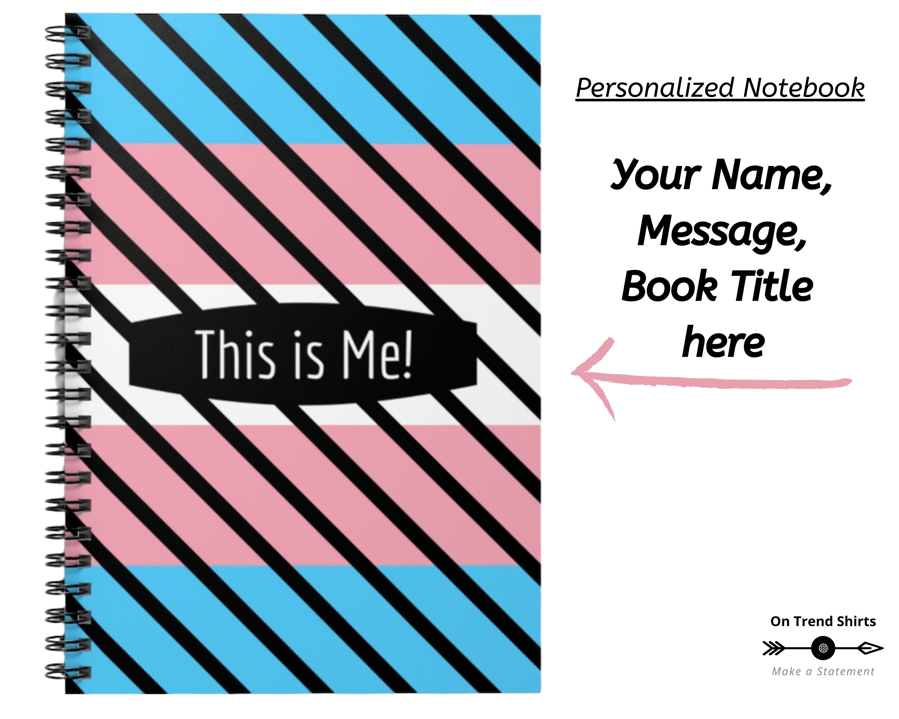 Personalized Trans Flag Lined Spiral Notebook Trans Pride Etsy