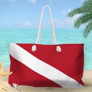 Diver Down Flag Weekender Bag, Scuba Beach Bag, Dive Flag Tote Bag, Scuba Diving Gift, Deep Sea Diver Scuba Bag Diving Bag, Scuba Diver Gift