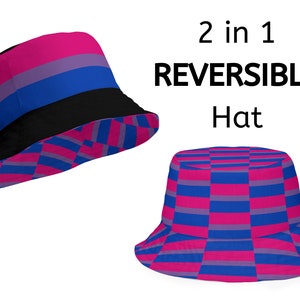 2 in 1 reversible Bisexual Pride Bucket Hat, Bisexual Hat, Bi Pride Hat, Bisexual Gift, LGBT Pride March Accessories, Queer Pride Merch