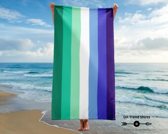 MLM Pride Flag Beach Towel, Gay Male Pride Towel, Gay Male Flag Beach Blanket, Blue Gay Flag Bath Towel, New Gay Flag Pool Towel, Gay Gifts
