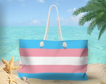 Transgender Flag Weekender Bag, Trans Beach Bag, Transgender Pride Overnight Bag, Trans Pride Tote Bag, Transgender Accessories, Trans Gifts