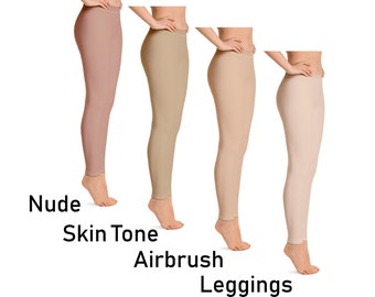 Nude Leggings for Women, Skin Tone Gym Leggings, Solid Neutral
