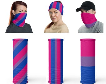 Bisexual Tube Scarf, Bisexual Flag Bandana, Bi Pride Balaclava, Bisexual Neck Gaiter, Bi Pride Festival Scarf, Bisexual Headband, LGBT Scarf