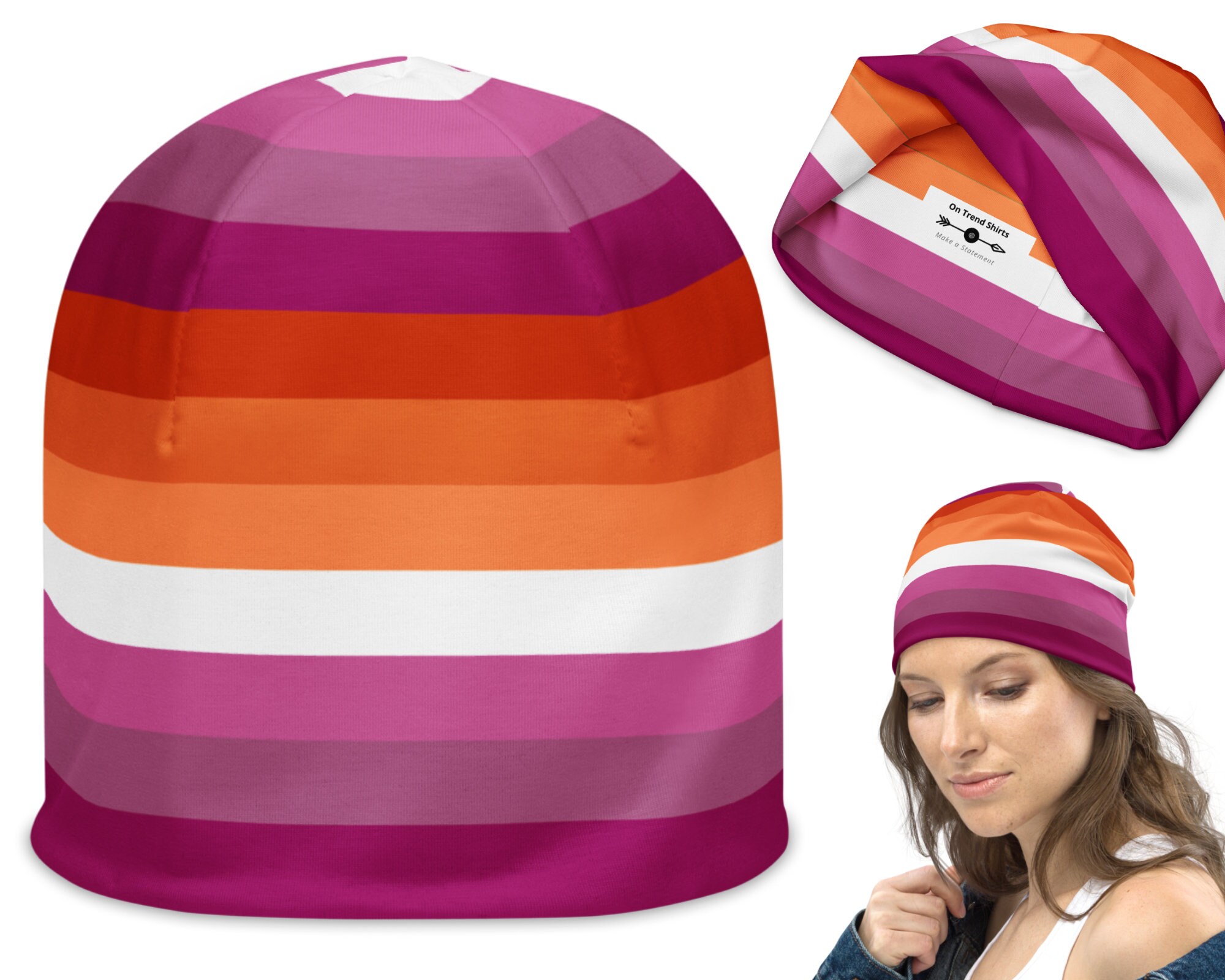 Lesbian Beanie Slouchy Lightweight Lesbian Flag Beanie Hat - Etsy