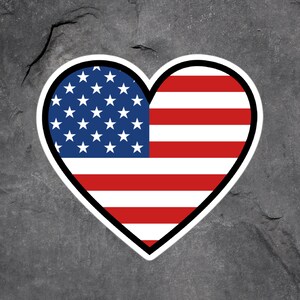 American Flag Sticker, US Flag Heart Sticker, Patriotic Sticker, 4th of July Sticker, Memorial Day Sticker, USA Sticker, Red White and Blue