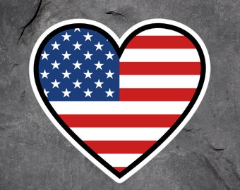 American Flag Sticker, US Flag Heart Sticker, Patriotic Sticker, 4th of July Sticker, Memorial Day Sticker, USA Sticker, Red White and Blue