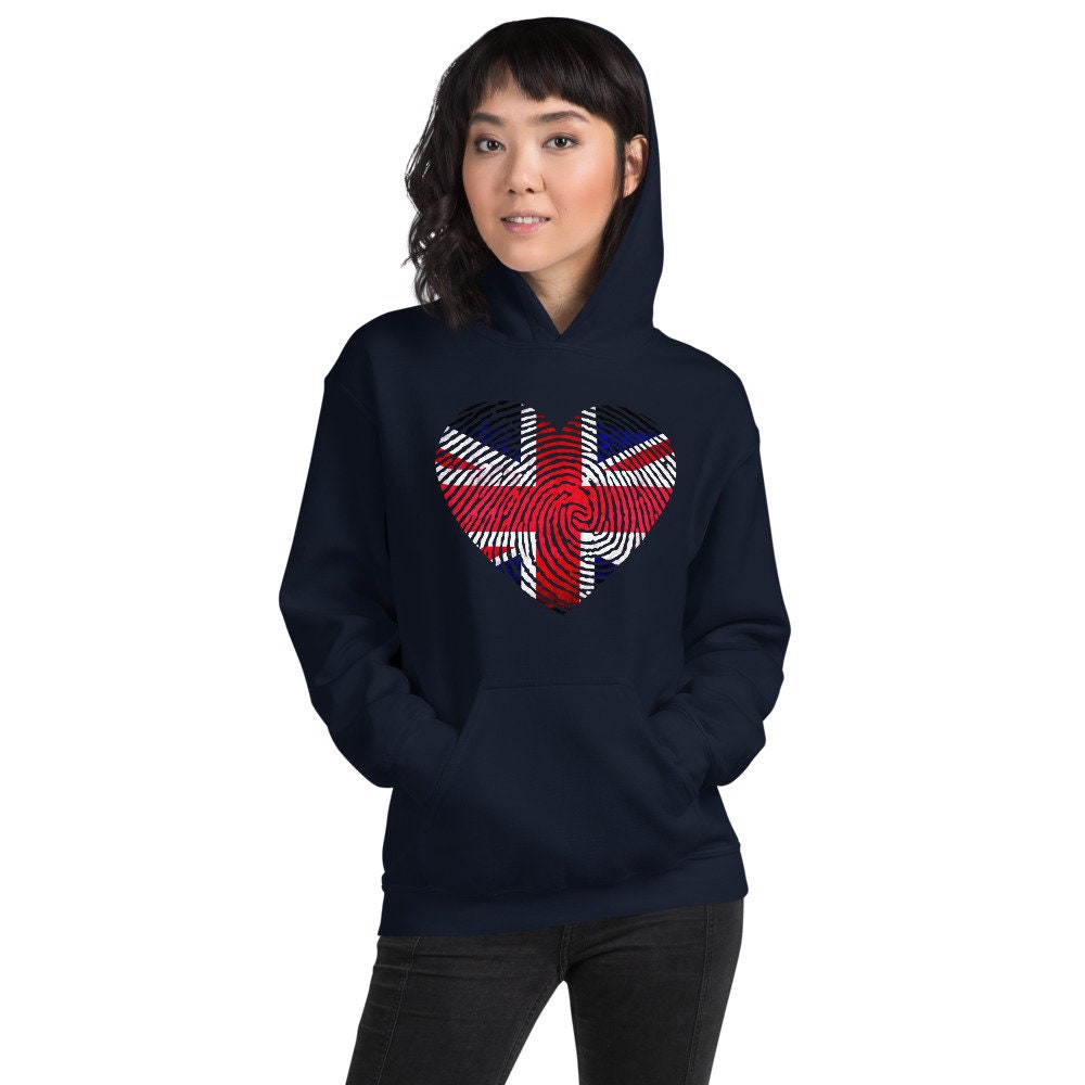 British Flag Heart Hoodie Union Jack Hooded Sweatshirt UK | Etsy
