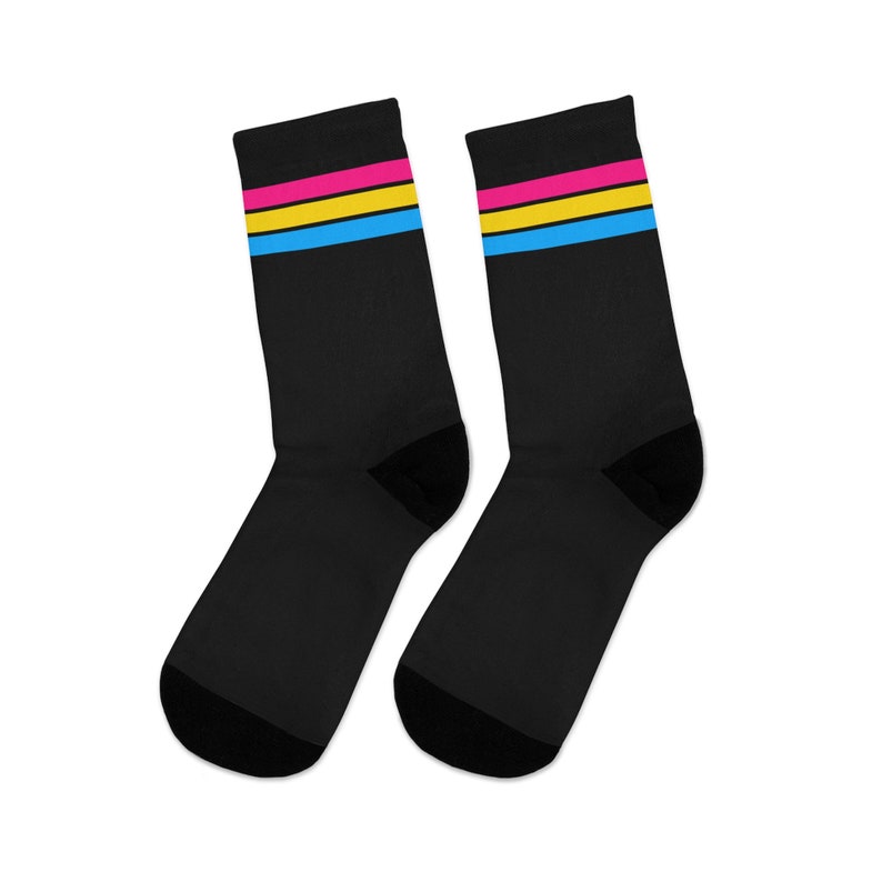 Pansexual Pride Socks, Striped Pan Pride Flag Socks, LGBTQ+ Pansexual Gift, Unisex Printed Casual Crew Socks, One Size 