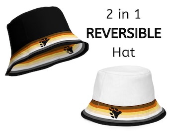 2 in 1 Reversible International Bear Brotherhood Flag Bucket Hat, Gay Bear Pride Hat, Bear Pride Flag, Gay Pride Merch, Queer Accessories