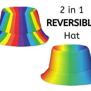 2 in 1 reversible Rainbow Bucket Hat, LGBT Hat, Gay Pride Hat, Pride Bucket Hat, Gay Flag Hat, Rainbow Hat, Queer Pride March Accessories