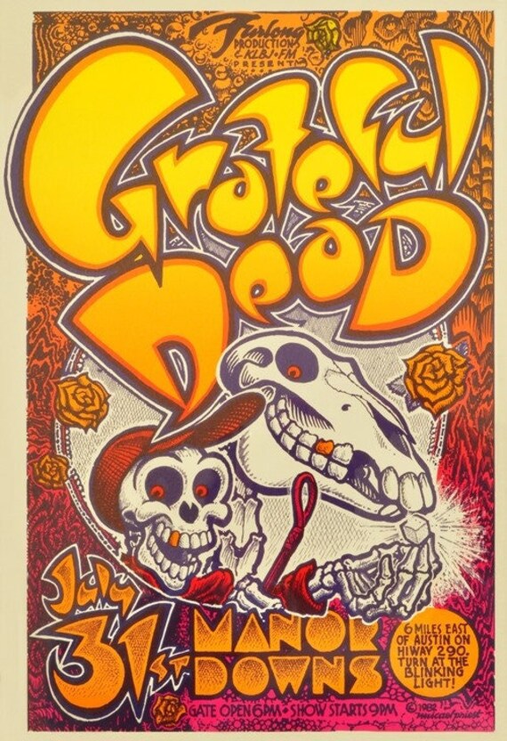 Grateful Dead - Manor Downs - Austin TX - July 31, 1982 - Poster