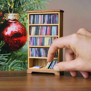 Printable Miniature Bookshelf Plan – Dollhouse Furniture PDF, 1:12 Scale Bookcase Tutorial Download