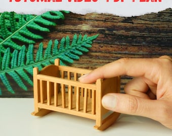 Plano en PDF de cuna en miniatura para bebé (escala 1:12), tutorial de muebles para casa de muñecas (DIY), descarga gratuita - Plano en PDF de carpintería en miniatura