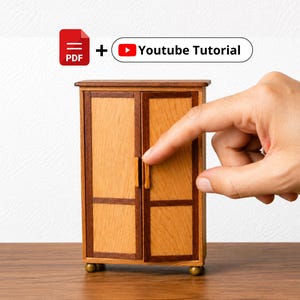 1:12 Dollhouse Closet Plan PDF | Full Build Video Included | Mini Wardrobe Furniture Pattern | Printable Pattern