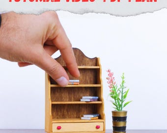 Miniature Dollhouse Bookshelf PDF Plan | 1:12 Scale DIY Furniture | Digital Download | PDF + Video Tutorial | Miniature Furniture Plan
