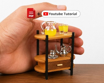 DIY Miniature Kitchen Table PDF Plan | Full Build Video Included | 1:12 Dollhouse Furniture | DIY Mini Table - Printable Pattern