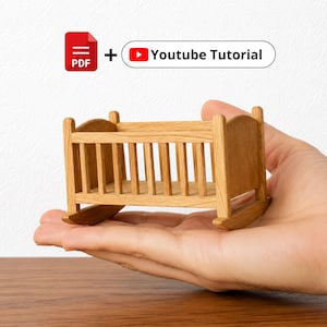 Plano en PDF para construir una cuna miniatura para bebé | Incluye video de construcción completo | Tutorial de bricolaje para casa de muñecas a escala 1:12 - Patrón imprimible