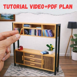 Miniature Bookcase PDF Plan 1:12 Scale | Dollhouse Furniture Digital Download