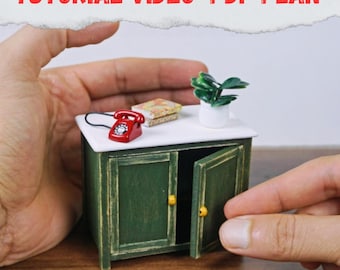 Miniature Cupboard PDF Plan 1:12 Scale | Dollhouse Furniture Digital Download | DIY Mini Cabinet Blueprint