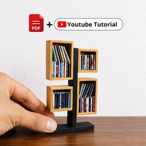 Miniature Bookcase PDF Plan 1:12 Scale | Full Build Video Included | Dollhouse Furniture DIY Pattern | Digital Download | Printable Pattern