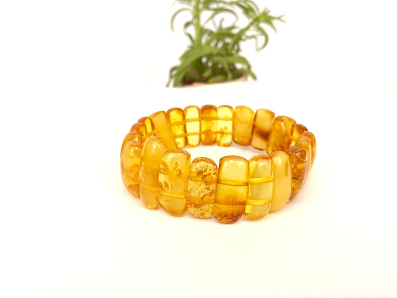 Handmade with Natural Honey Amber. Baltic Amber Stretchy Bracelet
