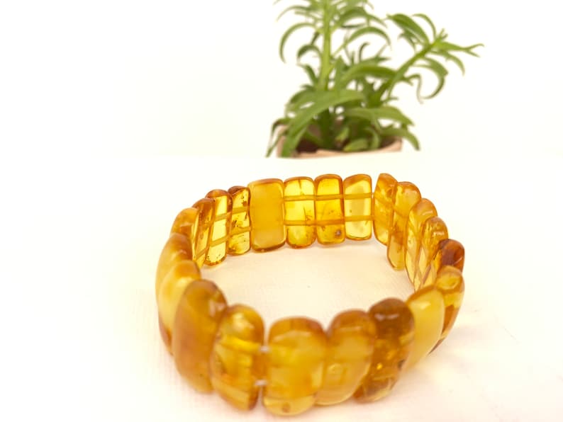 Handmade with Natural Honey Amber. Baltic Amber Stretchy Bracelet