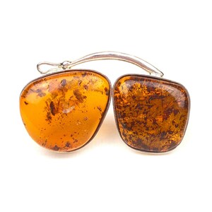 Baltic Amber Pin, Handmade with Natural Honey Amber.