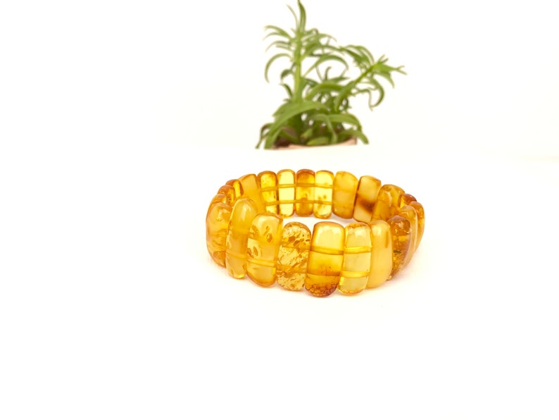 Handmade with Natural Honey Amber. Baltic Amber Stretchy Bracelet