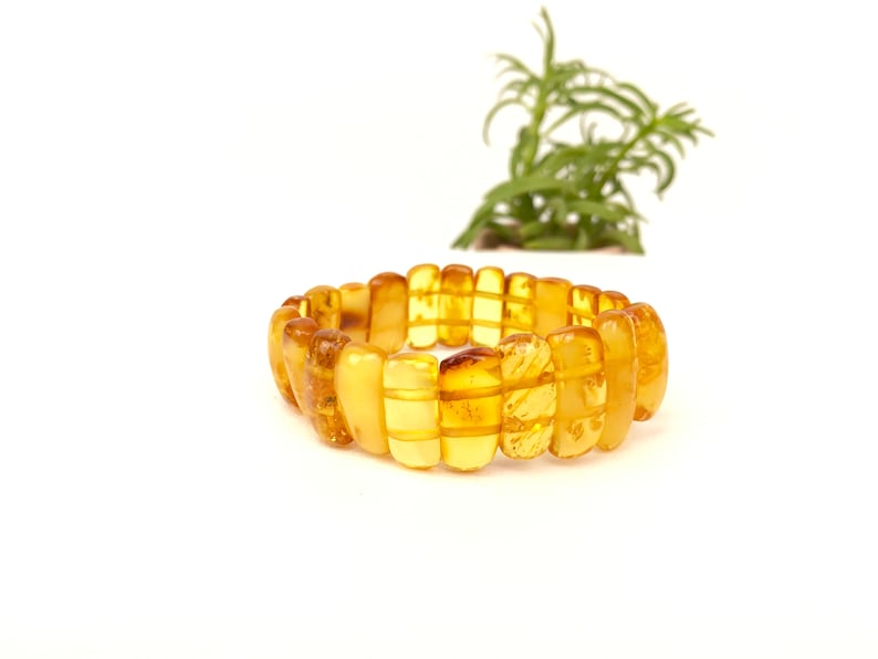Handmade with Natural Honey Amber. Baltic Amber Stretchy Bracelet