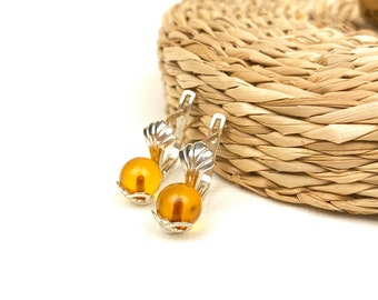 Baltic Amber Earrings, Handmade with Natural Honey Amber.