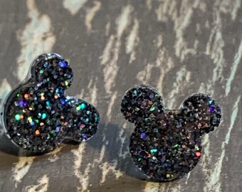 charcoal holographic glitter - secret Santa gifts for her Mickey Mouse glitter earrings stocking stuffer teacher gift
