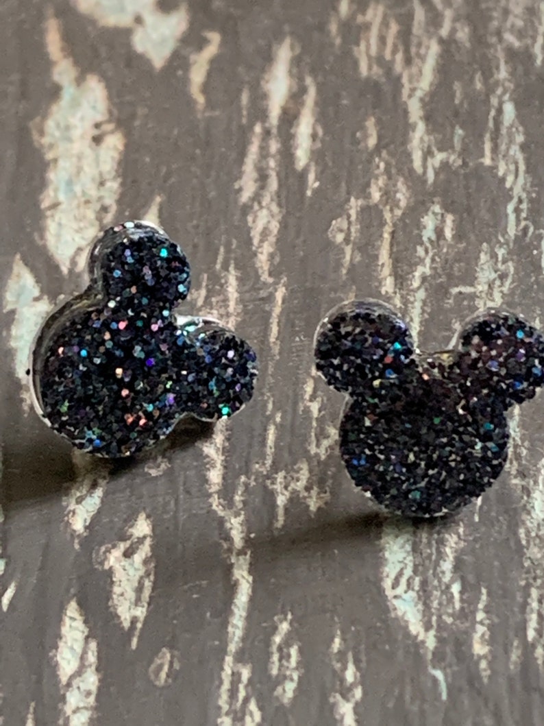 charcoal holographic glitter - secret Santa gifts for her Mickey Mouse glitter earrings stocking stuffer teacher gift