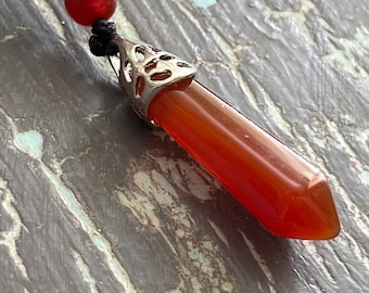 carnelian prism necklace - stimulates creativity and self-care - great energy - ready to ship