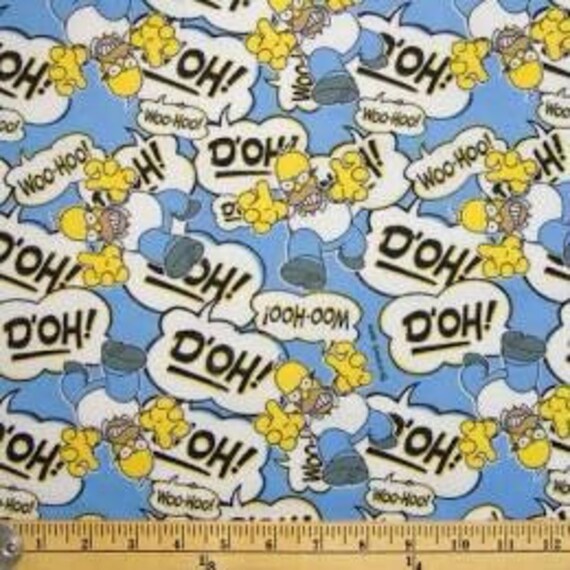 The Simpsons Fabric Homer Simpson The Simpsons Flannel Etsy