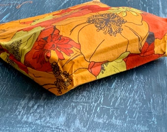 orange cosmetic  bag  - makeup medicine - cosmetics - purse  - handmade - orange poppy