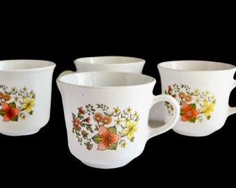 vintage teacup set - Corelle Corning teacups  Indian summer in pristine condition. 4 pc -