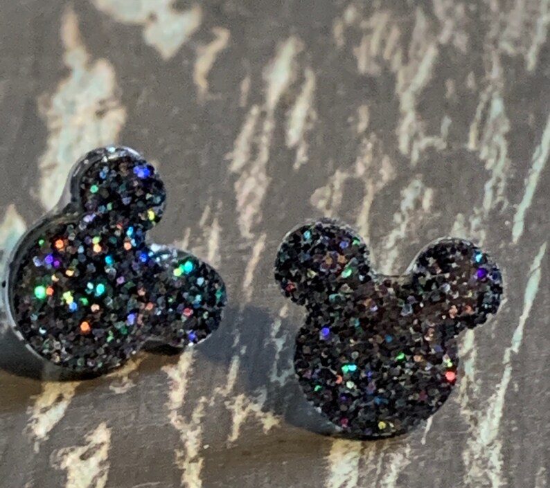 charcoal holographic glitter - secret Santa gifts for her Mickey Mouse glitter earrings stocking stuffer teacher gift