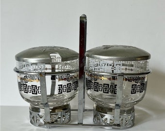 Mid century, modern condiment caddy - libbey glass - vintage - acorn shape - jam jars