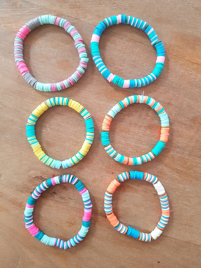 Surfer Bracelet Elastistic Beads HEISHI of Multicolored Flats Etsy