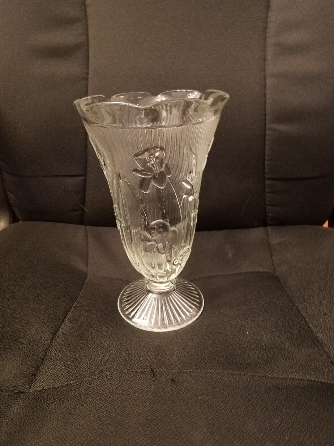 Depression Era Iris Pattern Vase by Glass Etsy