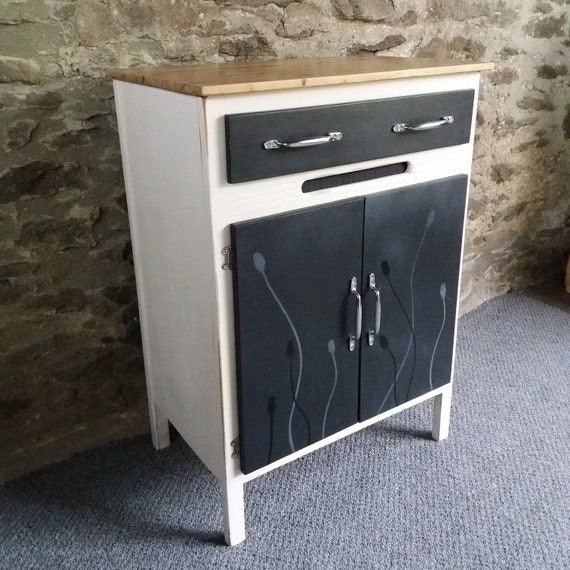 Vintage 1960s Kitchen Cabinet Refurbished With Original Unique Etsy