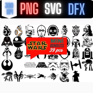 Star Wars Svg Bundle | 39 Svg Png Dfx Files | Characters, Logos, Ships, Lightsabers | Instant Download for Cricut and Silhouette