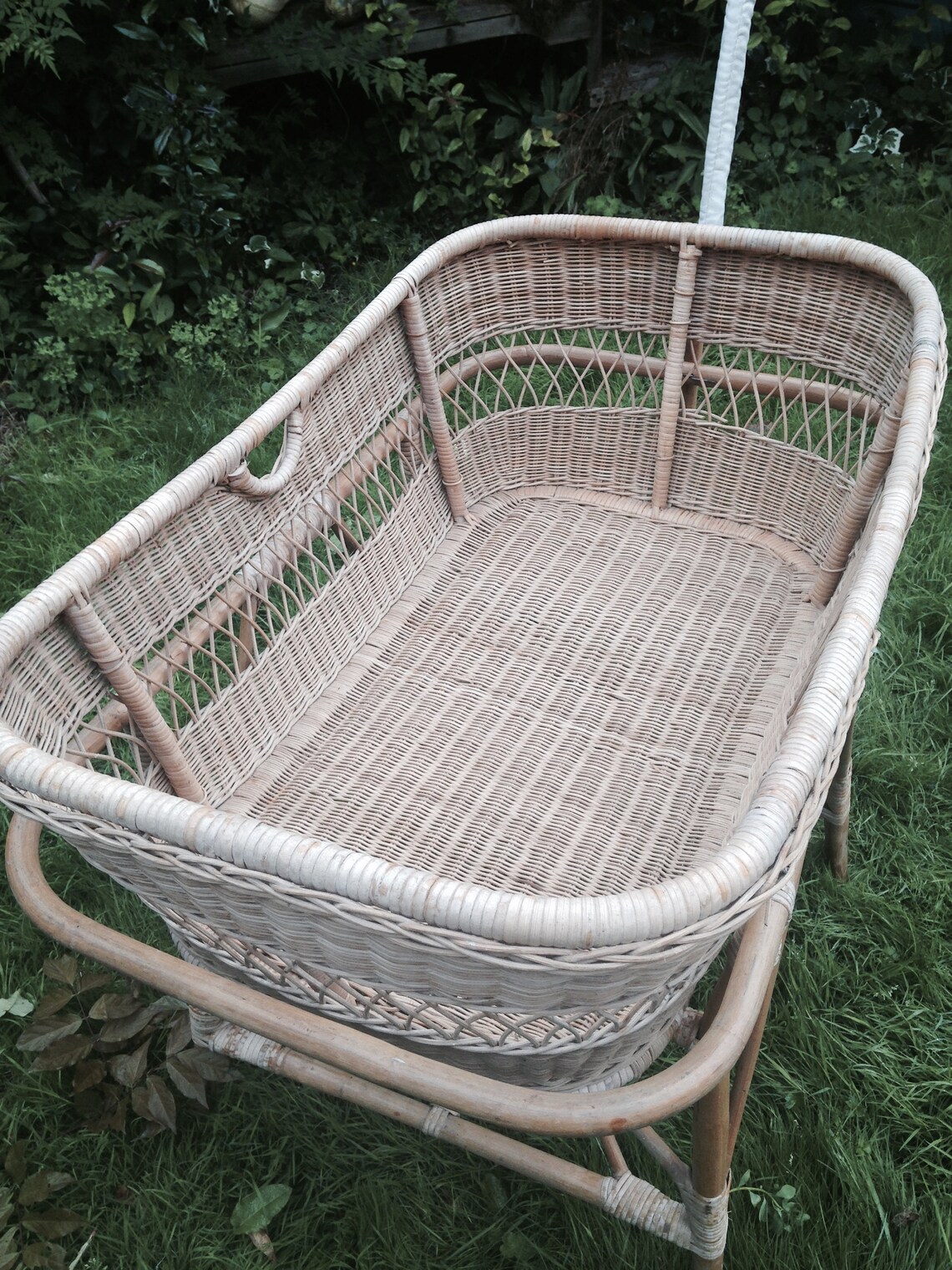 Vintage 1960s wicker crib/carrycot and bamboo cane stand Etsy