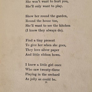 May include: A page from a children's book with the title "If You Meet A Fairy". The page features a poem about fairies and how to interact with them. The poem is written in black ink on a cream-colored page.