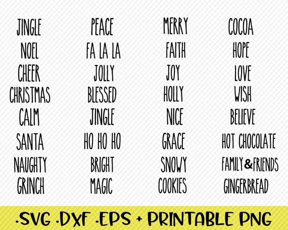 Download Rae Dunn Inspired 32 Christmas Words svg png pdf jpg | Etsy