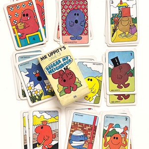 Mr Uppity’s Beggar My Neighbor degli anni ’70. Carte da gioco vintage. Roger Hargreaves. Carte da gioco Waddington.