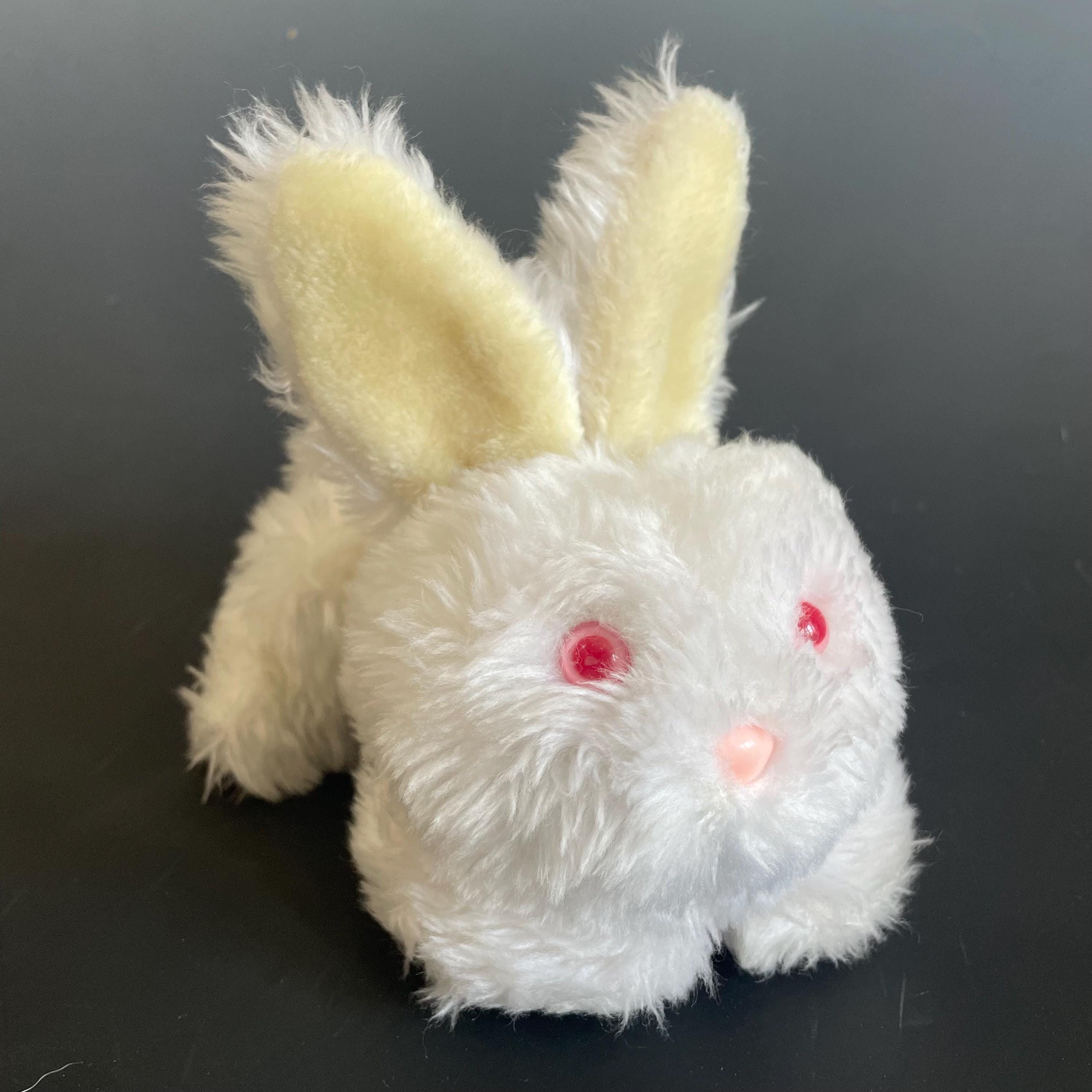 1980 Vintage Red Eyes Albino Rabbit. White Bunny Toy by Coronet