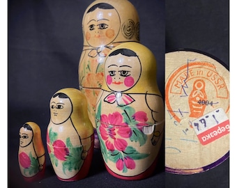 CCCP Cosmonauts Russian Nesting Doll Matreshka/Hand Made-Micro size!!5-pcs Set 