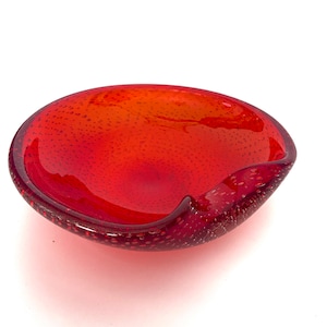 Fiocco a bolle biomorfe rosso in vetro artistico vintage Whitefriars in stile Murano